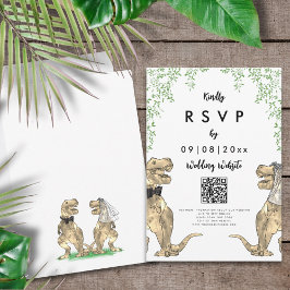 Dinosaur Bröllop-svarsplats QR-kod OSA Kort