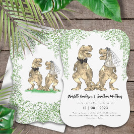 Dinosaur Bröllop T-Rex Bride and Groom Inbjudningar
