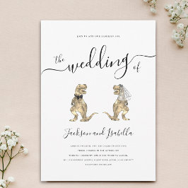 Dinosaur Bröllop T-Rex Bride and Groom Inbjudningar