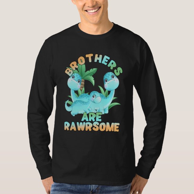Dinosaur Brother 3 Brothers Big Little Mitten Rawr T Shirt (Framsida)