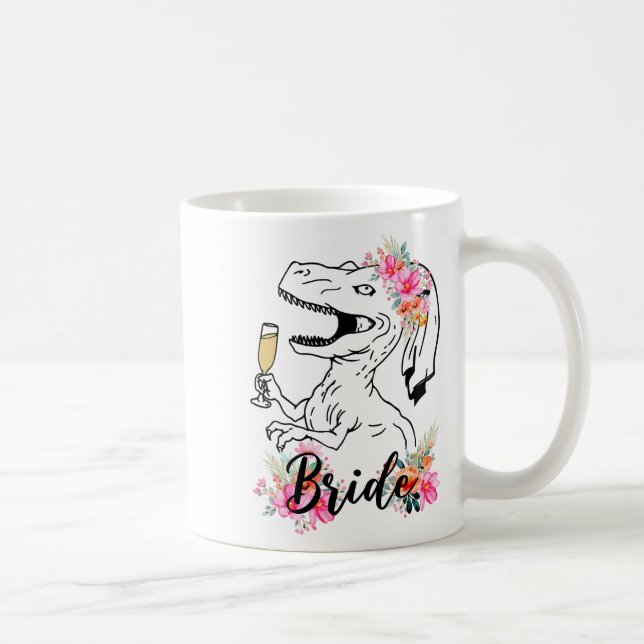 Dinosaur Brud Brudtärna Blommig Bachelorette Del Kaffemugg (Höger)