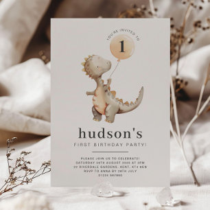 Dinosaur-bubbla för första födelsedag inbjudningar