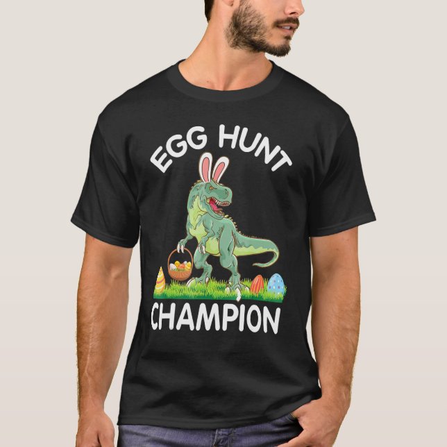 Dinosaur Bunny Hunting Påskägg Champion T Shirt (Framsida)
