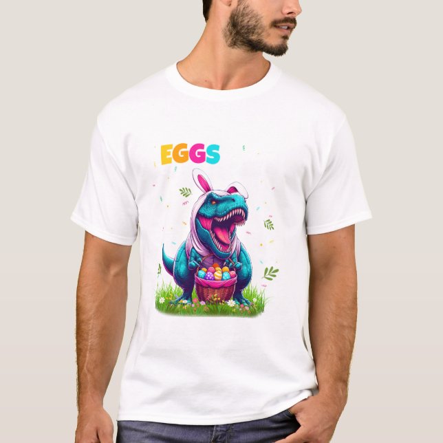 Dinosaur Bunny T rex Boys Shirt (Framsida)