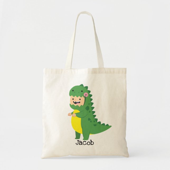 Dinosaur Bus eller godis Bag | Halloween Tygkasse (Framsidan)