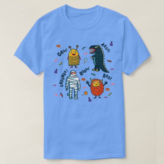 Dinosaur Candy Mummy Monster Bumble Bee Halloween  T Shirt (Design framsida)