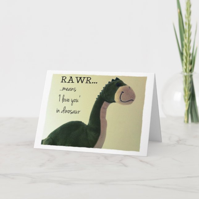 Dinosaur Card Rawr-elaken "I kärlek you" i dinosau Kort (Framsida)