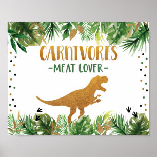 Dinosaur Carnivores Birthday Food Bord Sign Poster