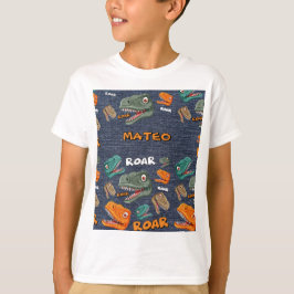 Dinosaur Cartoon Pattern for Kids T Shirt