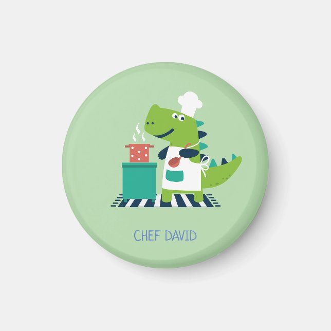 Dinosaur chef badge magnet (Framsidan)