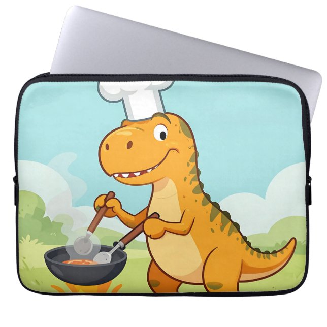 Dinosaur Chef Cooking Funny Laptop Fodral (Framsidan)