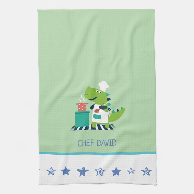 Dinosaur Chef Kitchen Towel Kökshandduk (Vertikal)