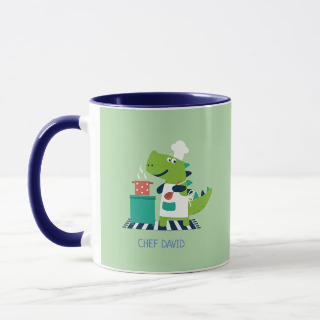 Dinosaur Chef Personalized Mug Mugg (Vänster)