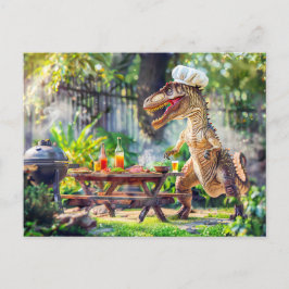 Dinosaur Chef vid Garden BBQ Helg Vykort