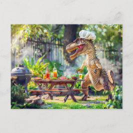 Dinosaur Chef vid Garden BBQ Helg Vykort