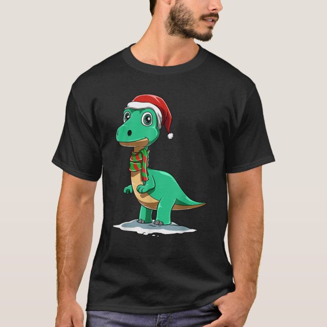 Dinosaur Christmas Dinosaur Lover Santa Dinosaur C T Shirt (Framsida)