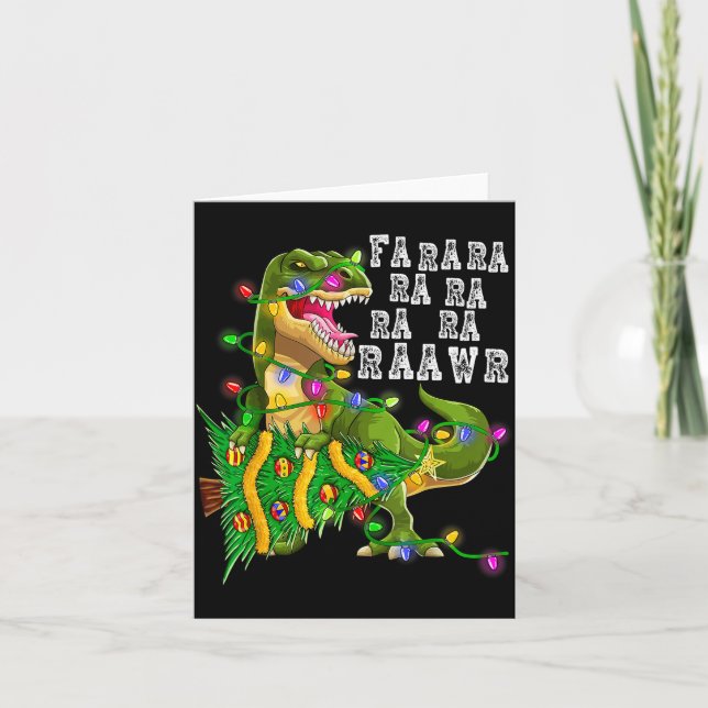 Dinosaur Christmas Fa Ra Rawr Tree Rex Boys Xmas G Kort (Framsida)