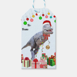 Dinosaur Christmas Presentetikett