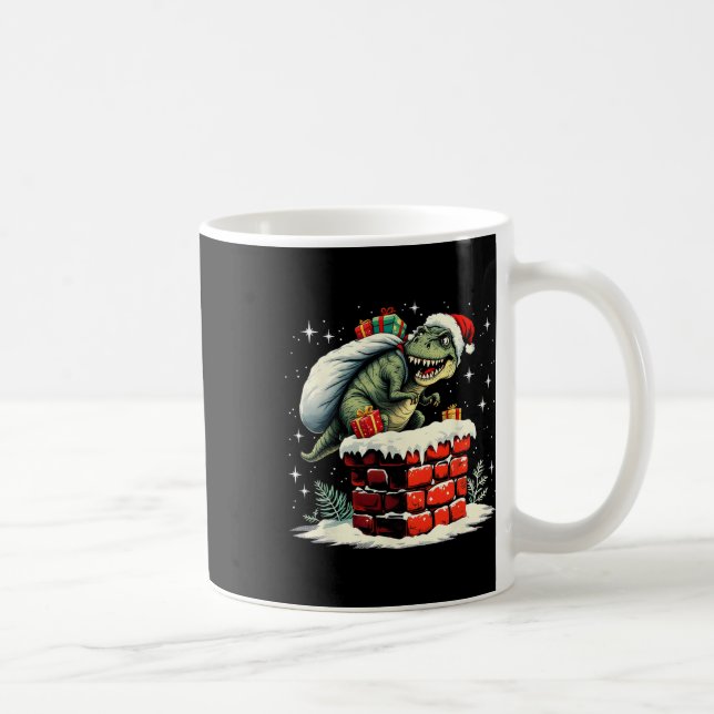 Dinosaur Christmas Santa Xmas  Kaffemugg (Höger)
