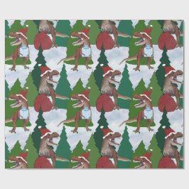 Dinosaur Christmas T-Rex Santa Presentpapper