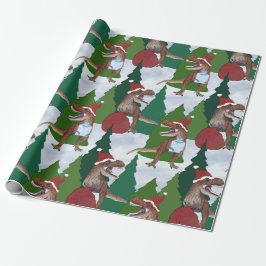 Dinosaur Christmas T-Rex Santa Presentpapper