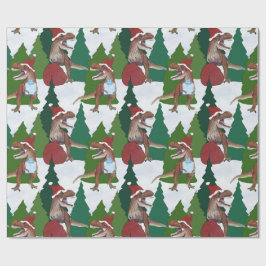 Dinosaur Christmas T-Rex Santa Presentpapper