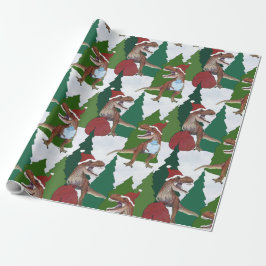 Dinosaur Christmas T-Rex Santa Presentpapper