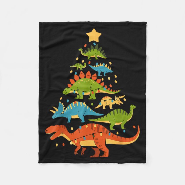 Dinosaur Christmas Tree Dino Trex Dinosaur Lover C Fleecefilt (Framsidan)