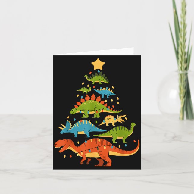 Dinosaur Christmas Tree Dino Trex Dinosaur Lover C Kort (Framsida)