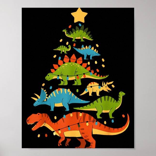 Dinosaur Christmas Tree Dino Trex Dinosaur Lover C Poster (Framsidan)