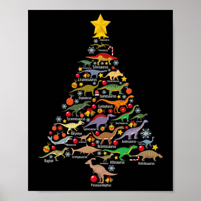 Dinosaur Christmas Tree Dino Trex Paleontologist X Poster (Framsidan)