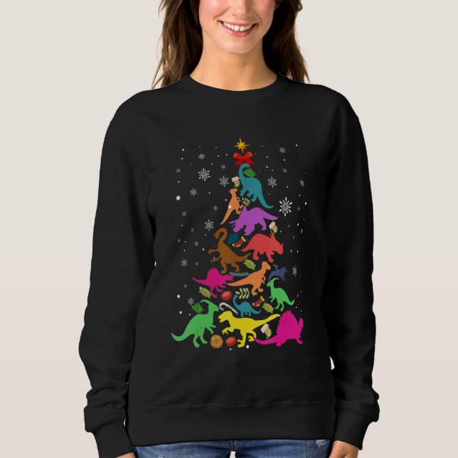 Dinosaur Christmas Tree Rex Idea Kids & Dino Xmas  T Shirt (Framsida)