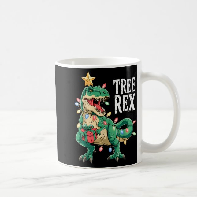 Dinosaur Christmas Tree Rex Pajamas Men Boys Xmas  Kaffemugg (Höger)