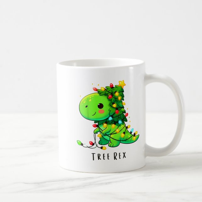 Dinosaur Christmas Tree Rex Pajamas Men Boys Xmas  Kaffemugg (Höger)