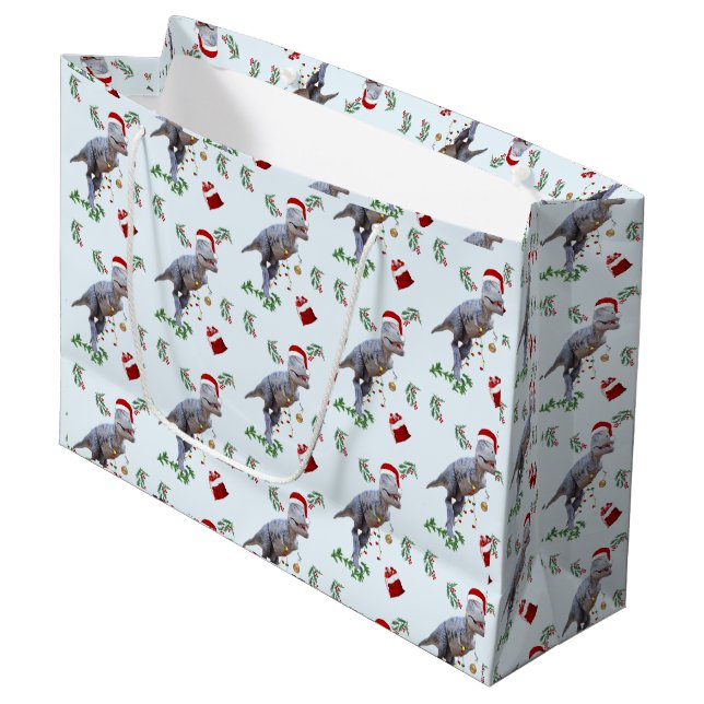 Dinosaur Christmas Wrapping Paper Roll (Framsidan Vinklad)