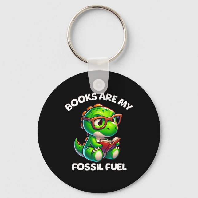 Dinosaur Ck To School Reading Books Funny Quote  Nyckelring (Framsida)