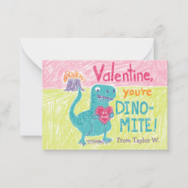 Dinosaur Classroom Valentine Note Card Anteckningskort