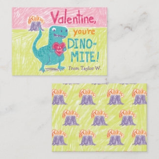 Dinosaur Classroom Valentine Note Card Anteckningskort