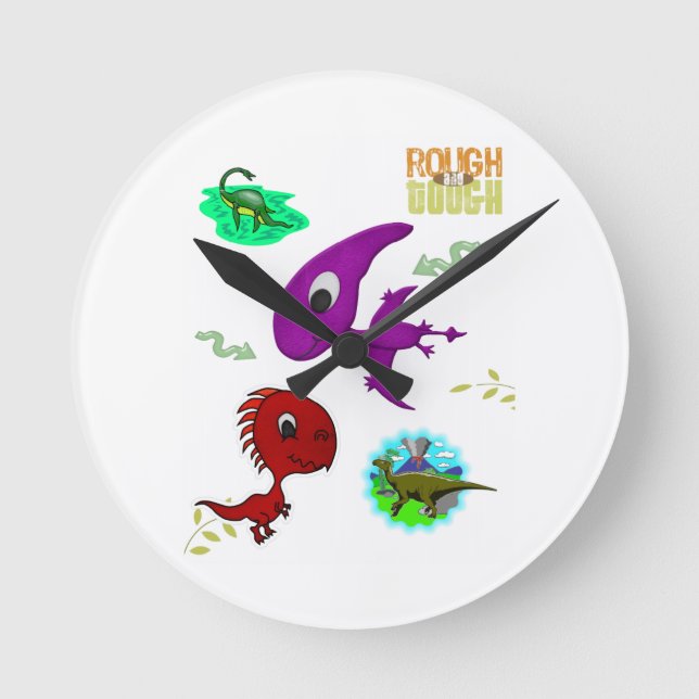 Dinosaur Clock Rund Klocka (Framsida)