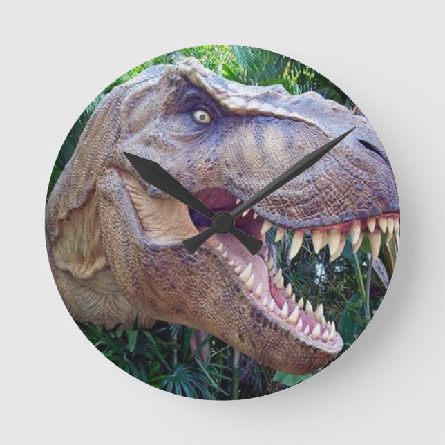 Dinosaur Clock Rund Klocka (Framsida)