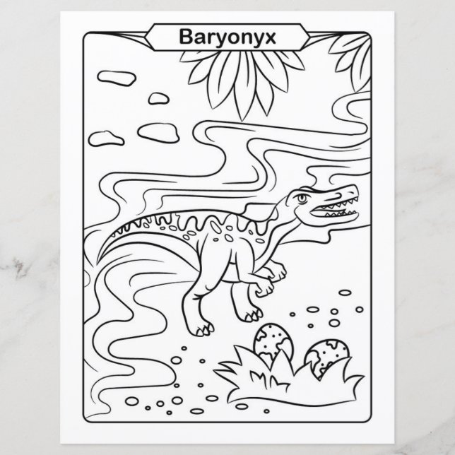 Dinosaur Coloring Page - Baryonyx (Framsida)