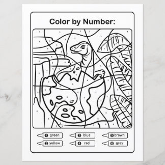 Dinosaur Coloring Page by number - Baby Dino Egg
