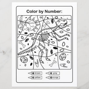 Dinosaur Coloring Page by number - Dino Skeleton