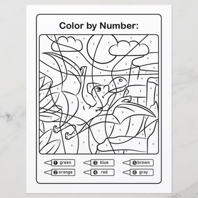 Dinosaur Coloring Page by number - Pterodactyl (Framsida)