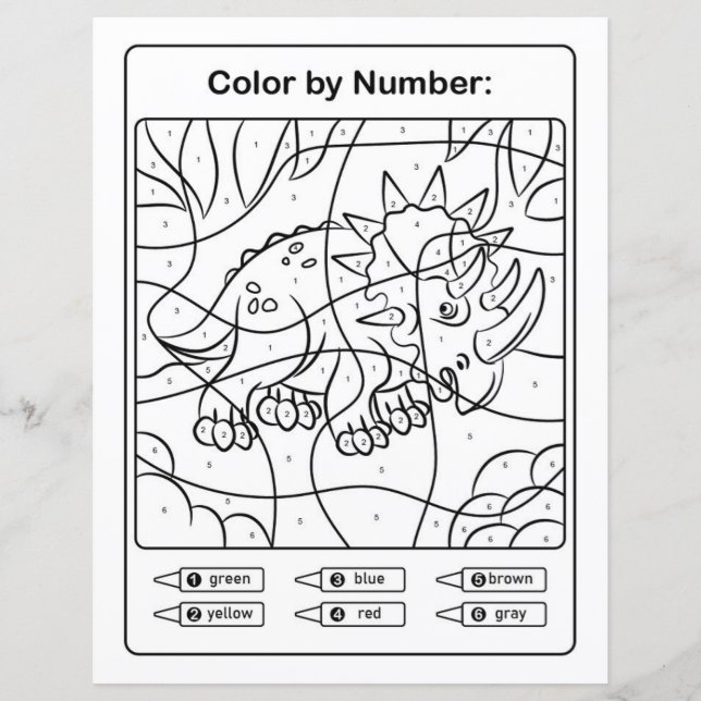 Dinosaur Coloring Page by number - Rhinoceratops (Framsida)