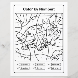 Dinosaur Coloring Page by number - Rhinoceratops