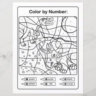 Dinosaur Coloring Page by number - Two Dinos