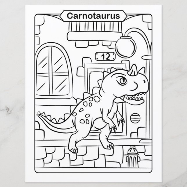 Dinosaur Coloring Page - Carnotaurus (Framsida)
