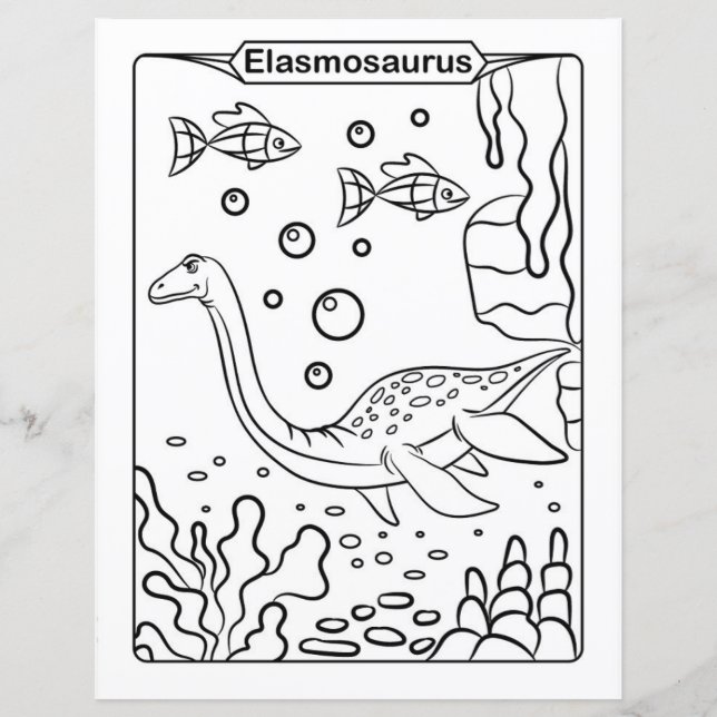 Dinosaur Coloring Page - Elasmosaurus (Framsida)