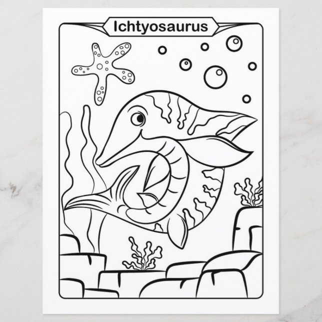 Dinosaur Coloring Page - Ichtyosaurus (Framsida)